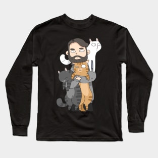man & cat Long Sleeve T-Shirt